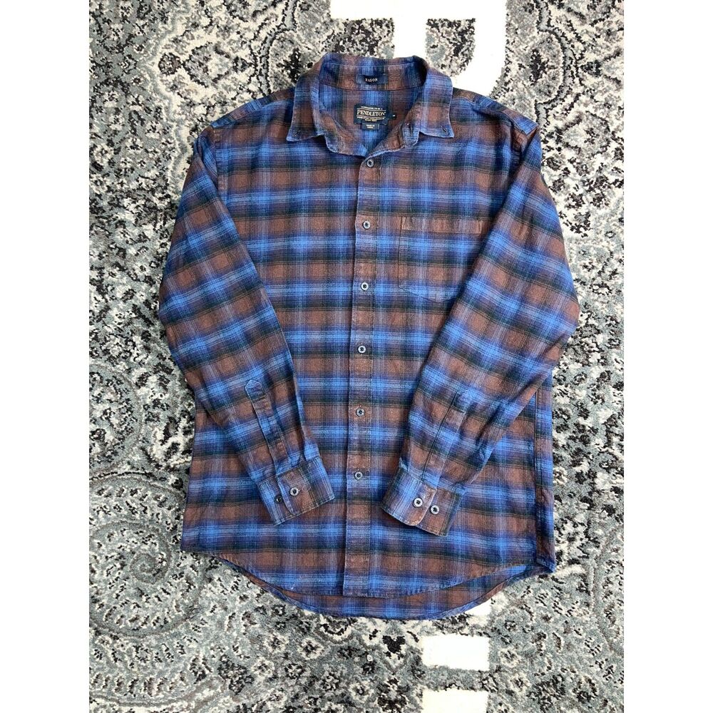 Men's Pendleton Brand Mason Button down Flannel shirt Size Medium Blue